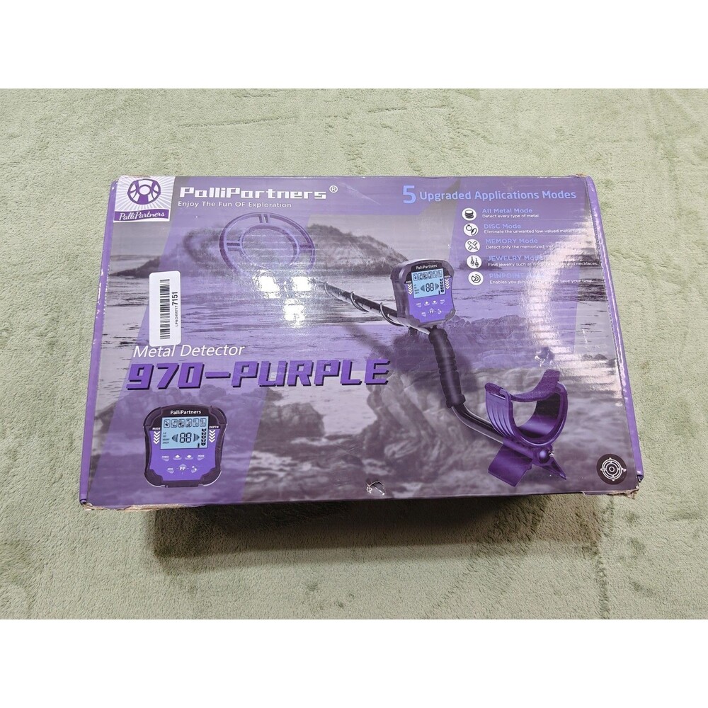 PalliPartners 970 Purple Metal Detector Waterproof Gold Coin Finder Kit W/ Bag